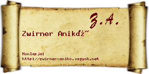 Zwirner Anikó névjegykártya